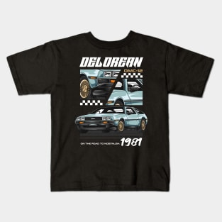 80s Retro Delorean Car Kids T-Shirt